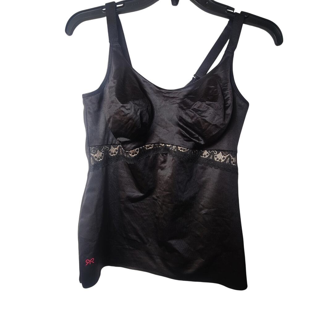 Ruby Ribbon Black Shaping Camisole with Lace Detail
